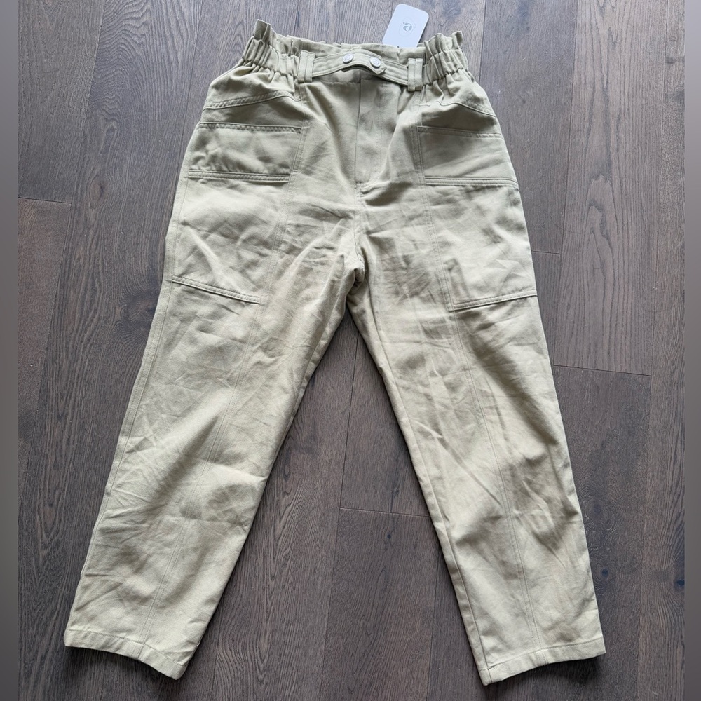 Elodie High-Waist Casual Utility Pants - Light Olive Green NWT
